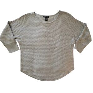 Design History Textured Gray 3/4 Length sleeves Sleeve Top Sz Large